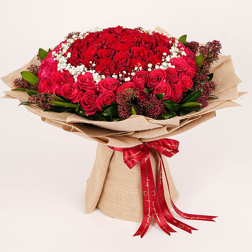 75 Roses and Skimmia Bouquet: هدايا عيد الحب سنغافورة
