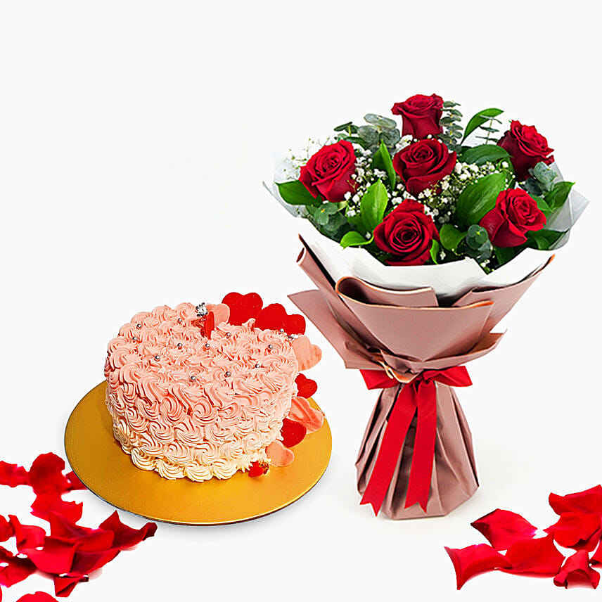 Roses Bouquet With Fairy Cake: Cake Delivery Singapore
