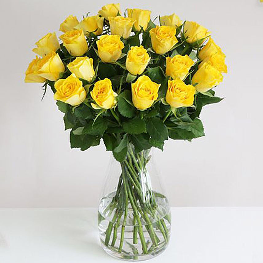 Yellow Roses In Beehive Vase: Fathers Day Gifts to UK