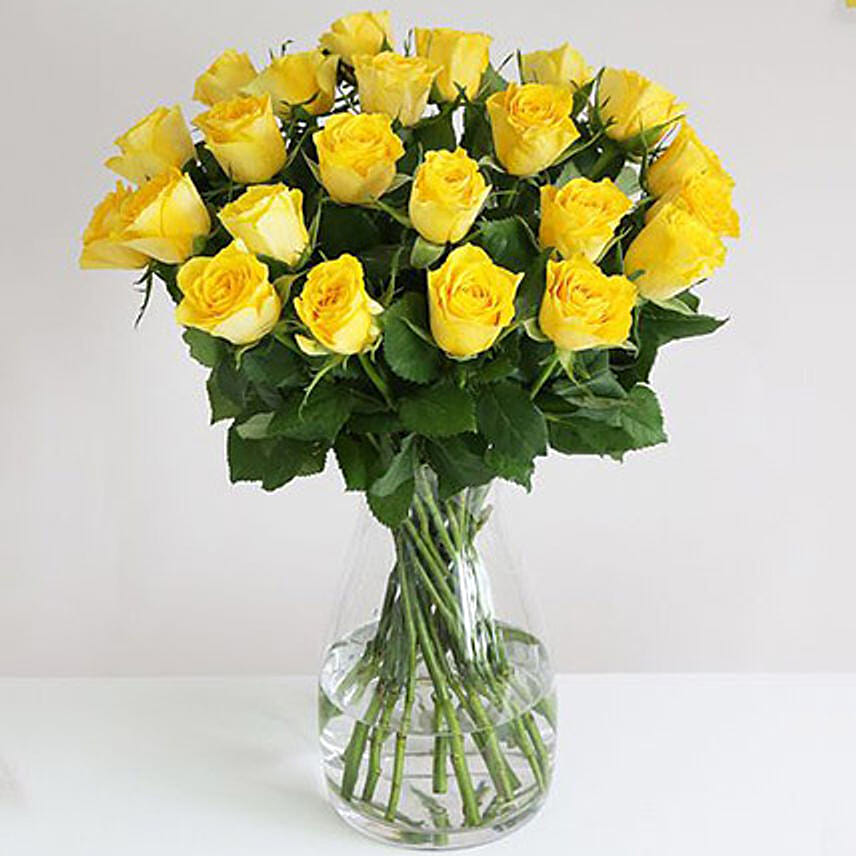 Yellow Roses In Beehive Vase: 