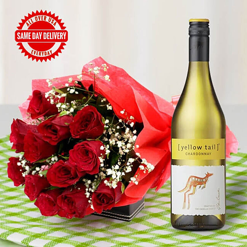 White Wine & Roses: Flower Delivery in USA