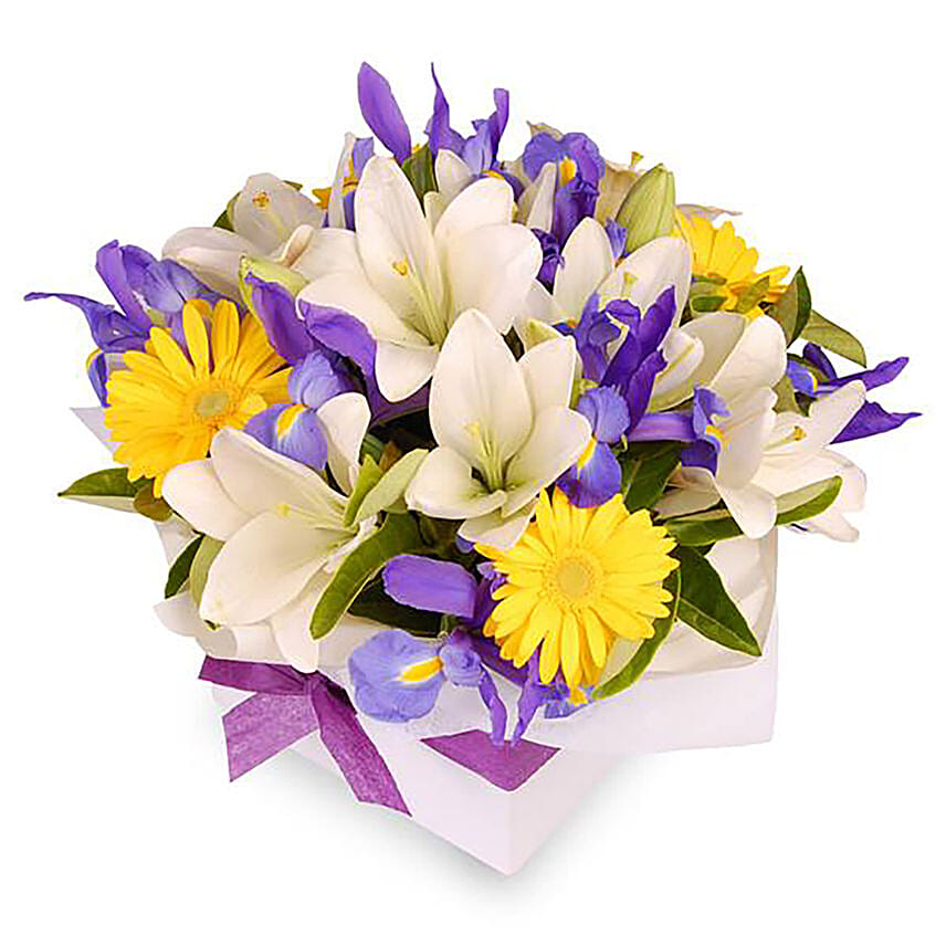 Box Arrangement of  Bright Flowers