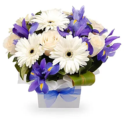 Blue & White Flowers Stunning Box: Send Flowers to Australia