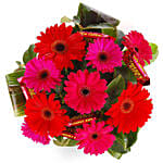 Box Arrangement of Gerberas & Choco Bars Combo