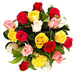 Mixed Stunning Roses In A Basket