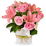 Pink Coloured Flowers Box Arrangement