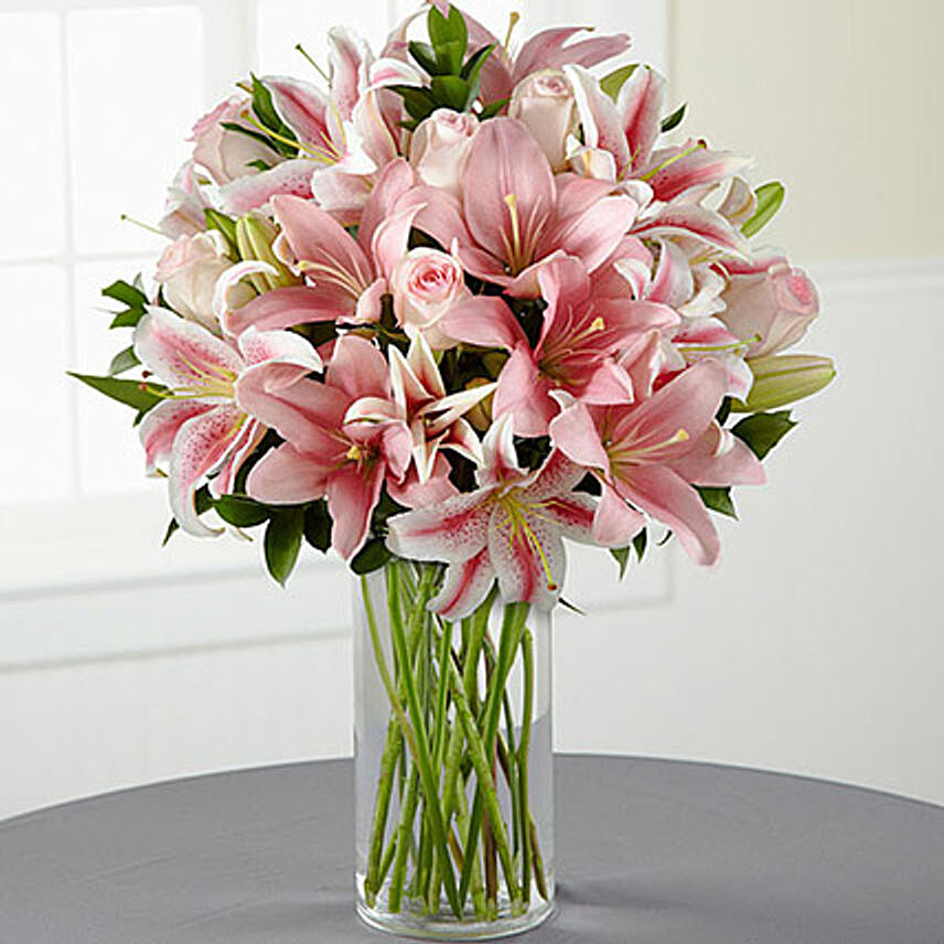 Oriental Lilies And Roses