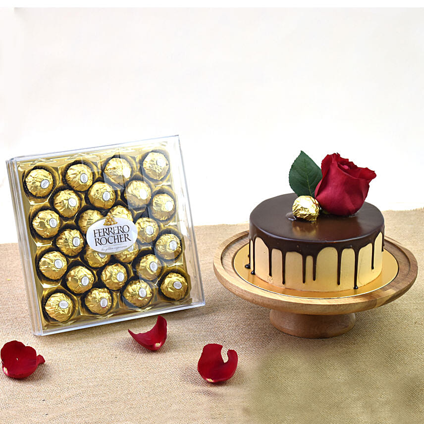 1 Kg Chocolate Delight Cake and 24 Pcs Ferrero Rocher