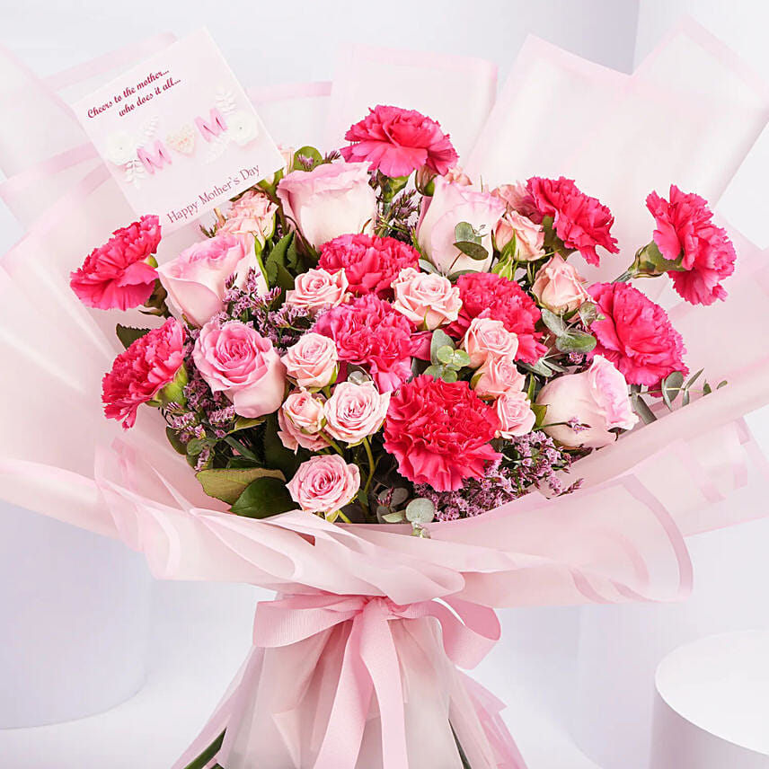 Carnations And Roses Bouquet For Mother