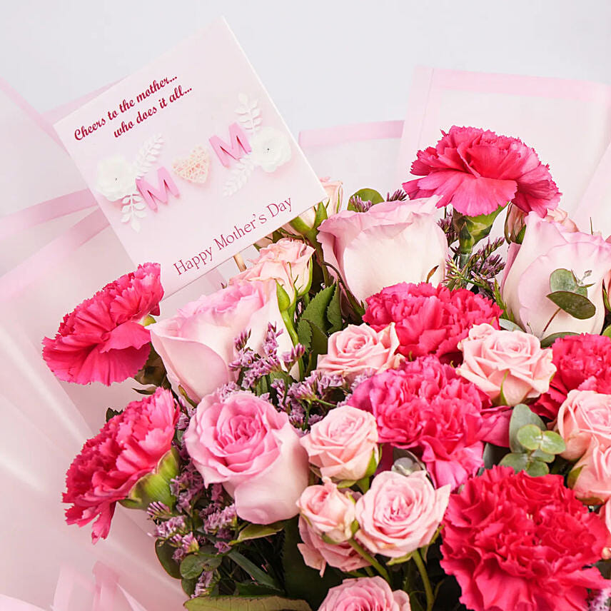 Carnations And Roses Bouquet For Mother
