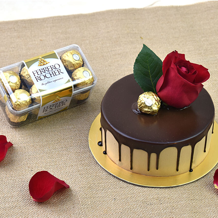 Chocolate Delight Cake and Ferrero Rocher
