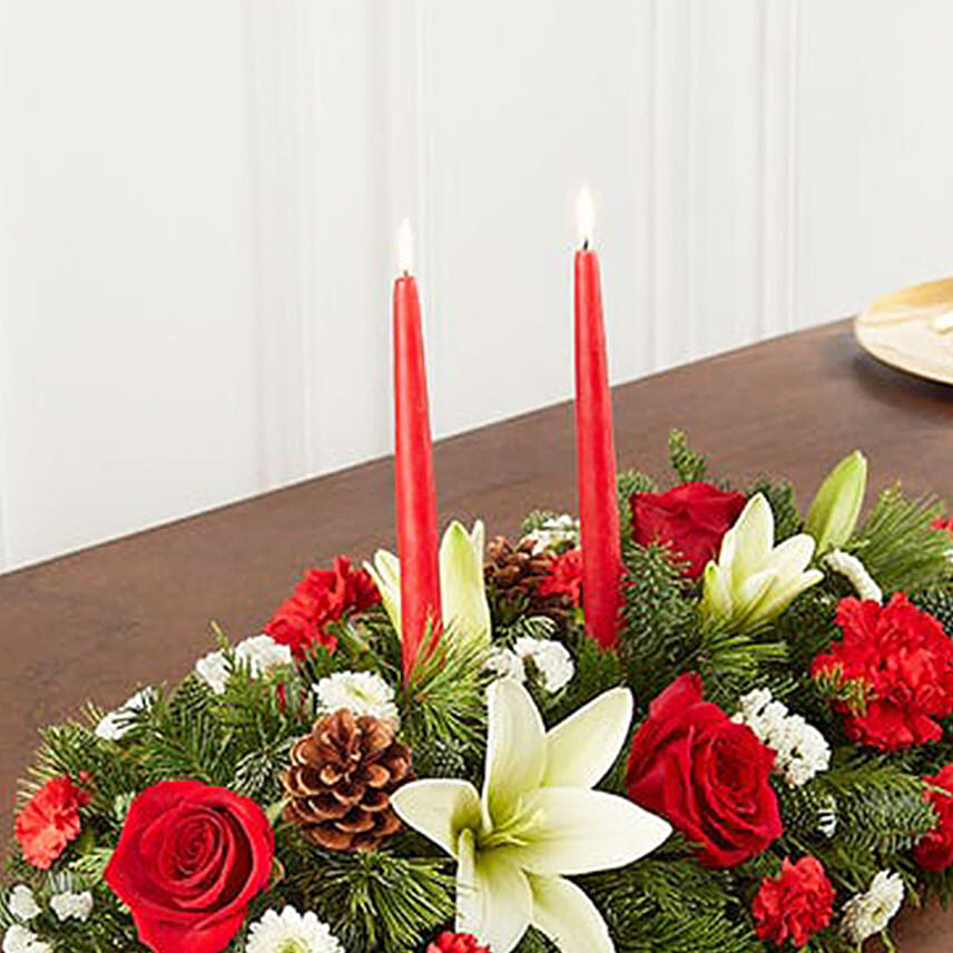 Christmas Flowers Table Arrangement