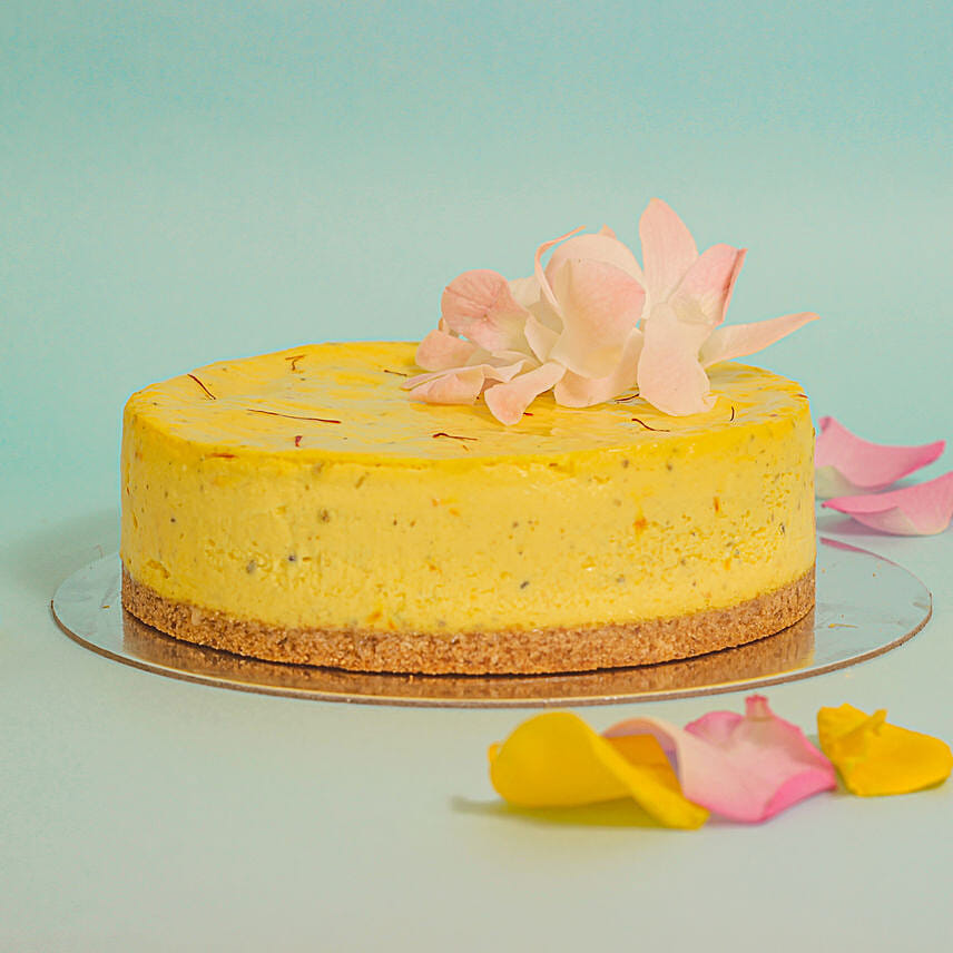 Eggless Saffron Cheesecake With Gulab Jamun