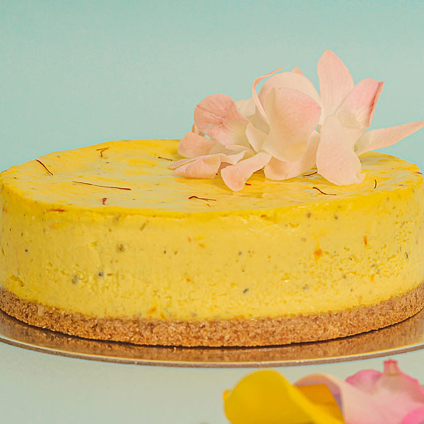 Eggless Saffron Cheesecake With Gulab Jamun