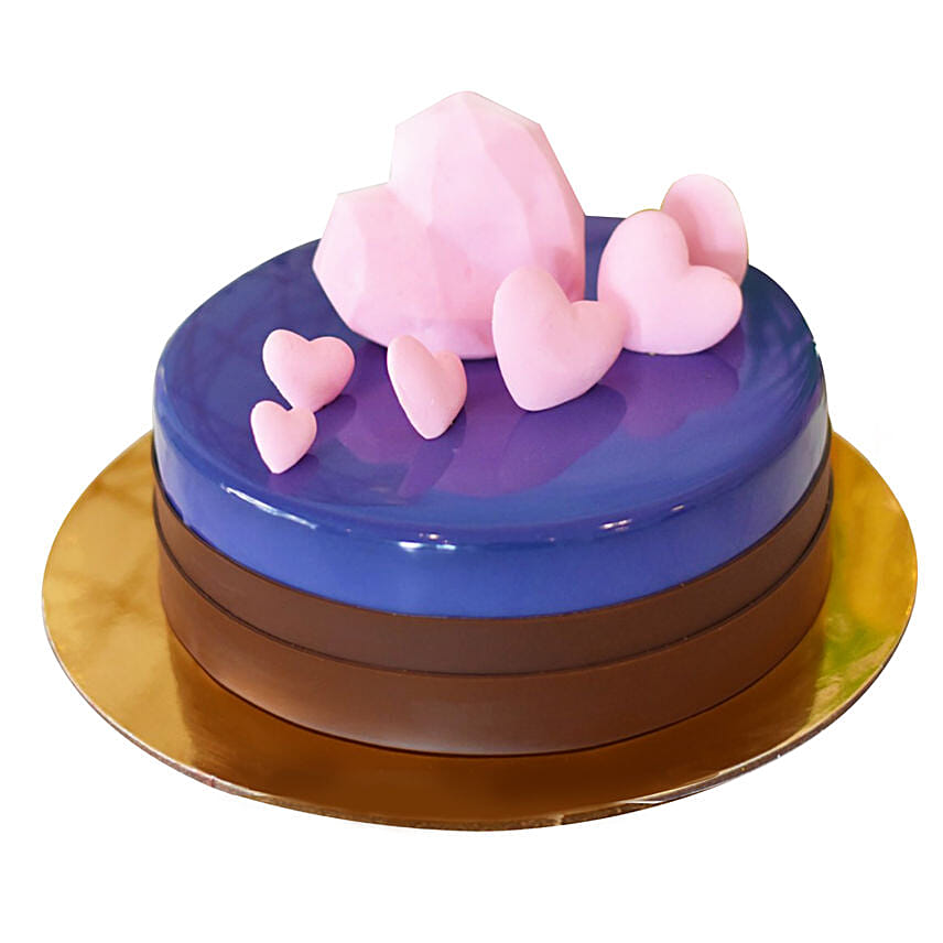 Mirror Glaze Heart Vanilla Cake