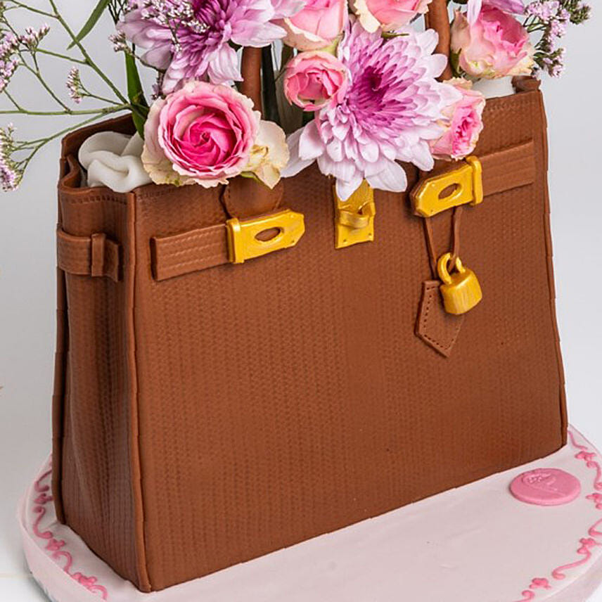 Mothers Day Bag Cake And Flowers