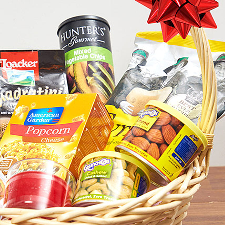 Sparkling Juice And Snacks Basket