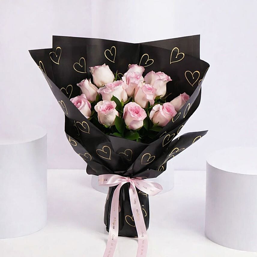 Valentine 12 Blush Pink Roses Bouquet