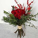 Red Roses and Ilex Berries Bouquet BH