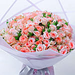 باقة 40 وردة بيبي روز لون مشمشي في غلاف جميل