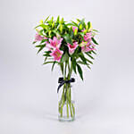 Serene Pink Oriental Lilies Vase Arrangement