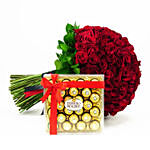 150 Red Roses Posy N Ferrero Rocher