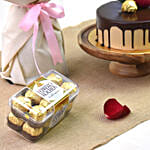 Half Kg Cake With 16 Pcs Ferrero and Flowers