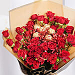 Rochers Bouquet with Red Spray Roses