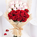 Valentine 12 Pink 12 Red Roses Bouquet