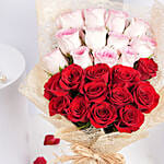 Valentine 12 Pink 12 Red Roses Bouquet