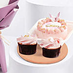Purple Tulips And Bento Cake Combo