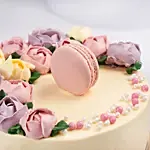 Flowers And Macaroon Chocolate Cake