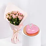 Pink Spray Roses And Cake