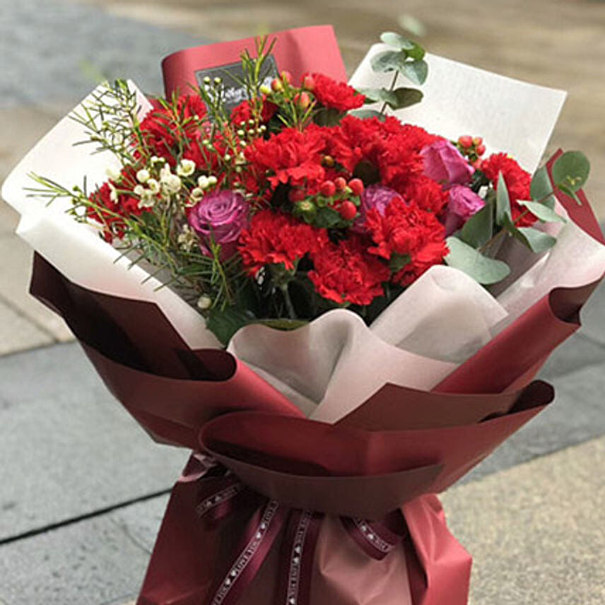 Happy Carnations and Rose Bouquet