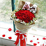 Lovely Red Roses and Teddy Bears