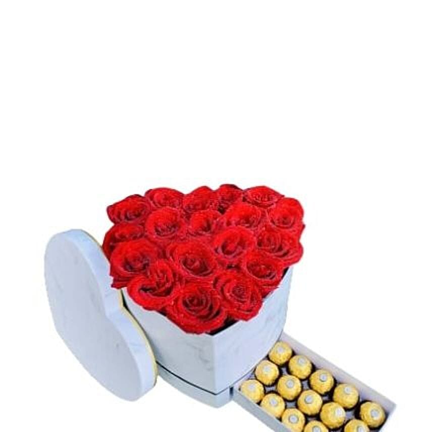 Red Roses Arrangement & Chocolates Combo