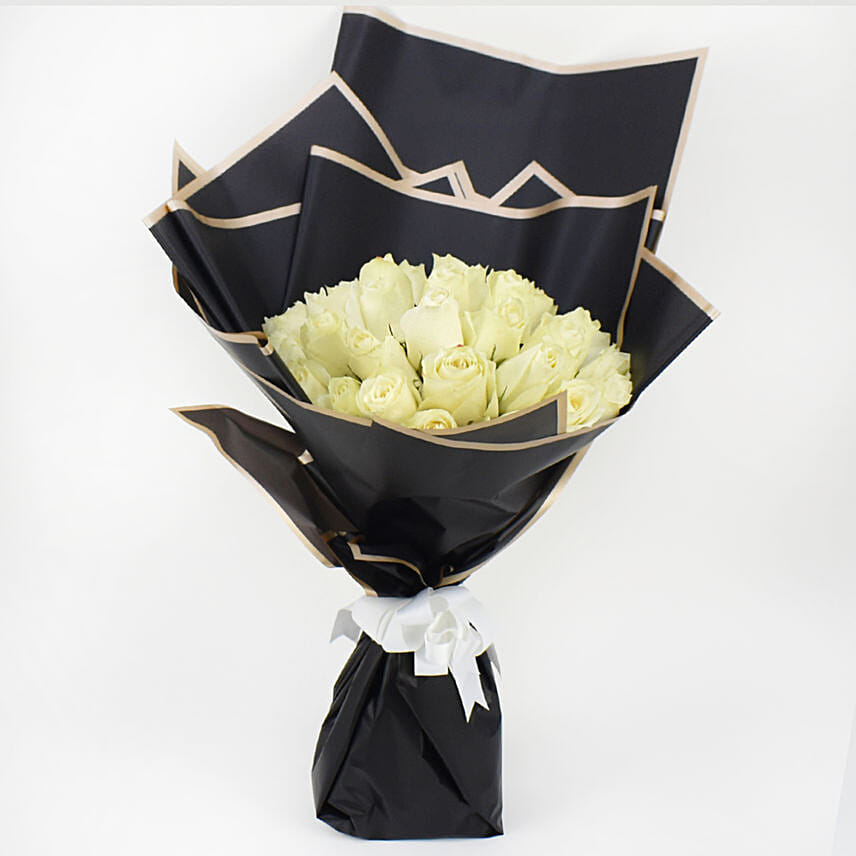 35 White Roses Bouquet