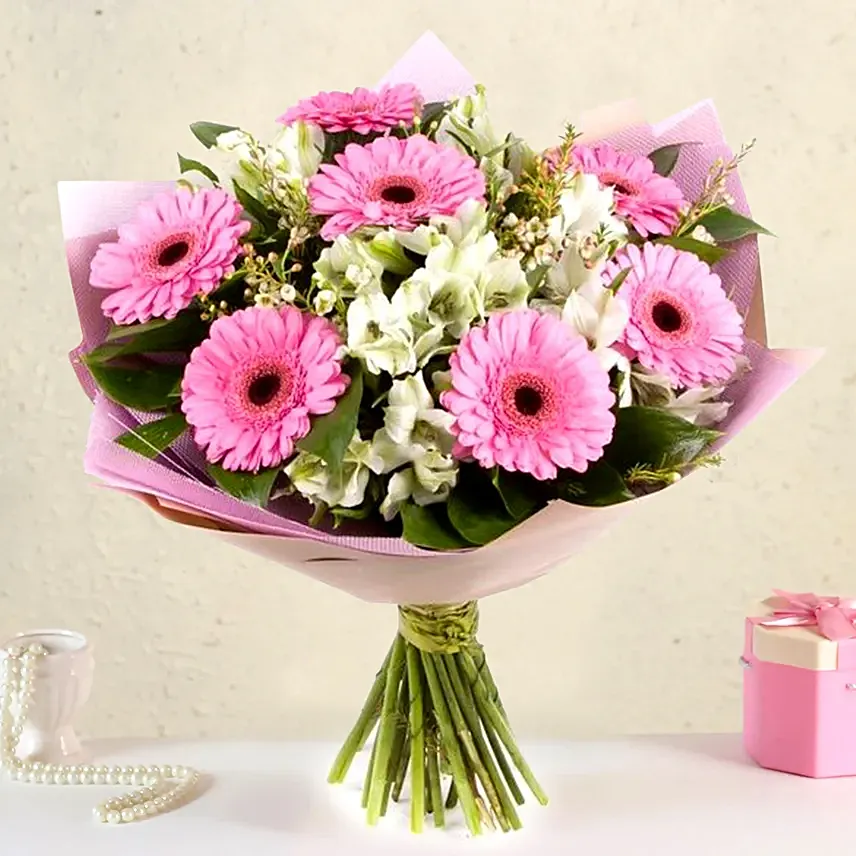 Serene Gerberas N Alstroemeria Bouquet