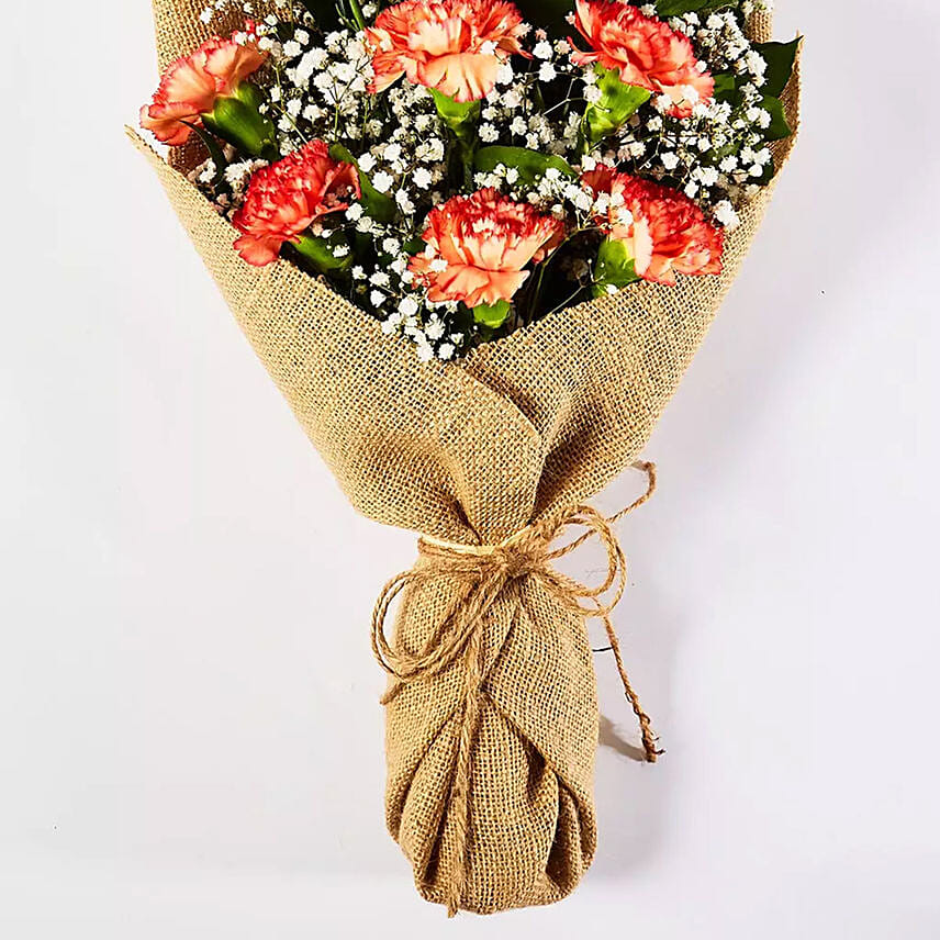 Lovely Orange Carnations Bouquet