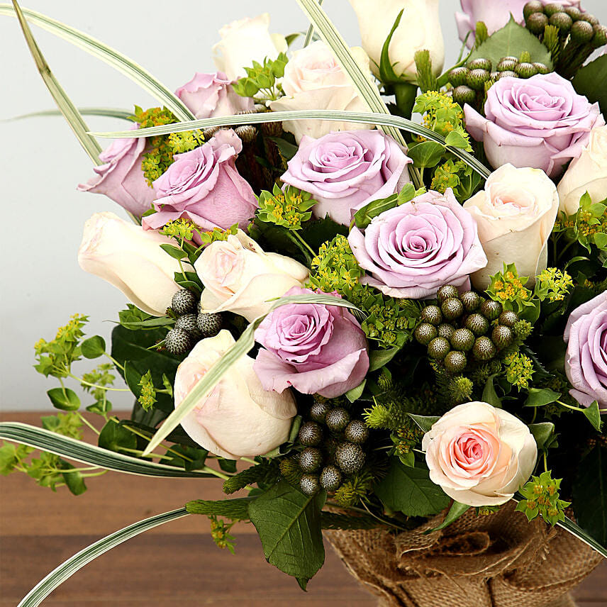 Purple And Peach Rose Bouquet