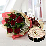 Enchanting Rose Bouquet With Marble Cake EG