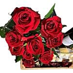 Red Roses Arrangement & Red Wine Hamper