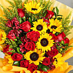 Grand Bouquet Of Roses N Sunflowers