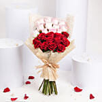 Valentine 12 Pink 12 Red Roses Bouquet