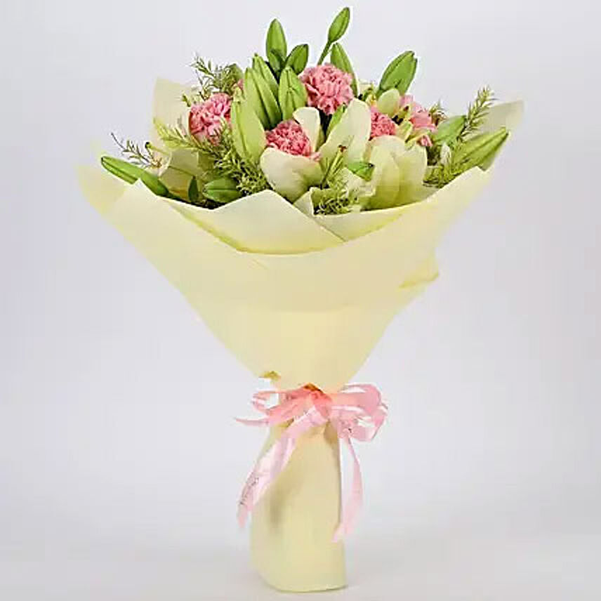 Asiatic Lilies and Carnations Mixed Bouquet