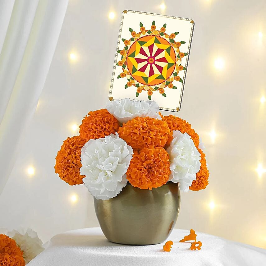 Onam Golden Pot Arrangement: Onam Gifts