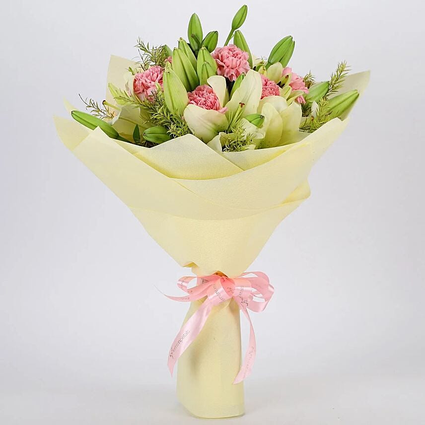 Asiatic Lilies Carnations Mixed Bouquet