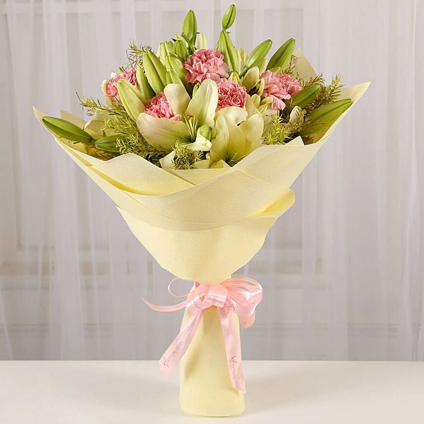 Asiatic Lilies Carnations Mixed Bouquet