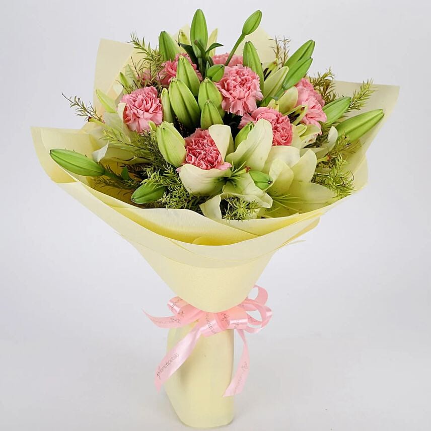 Asiatic Lilies Carnations Mixed Bouquet