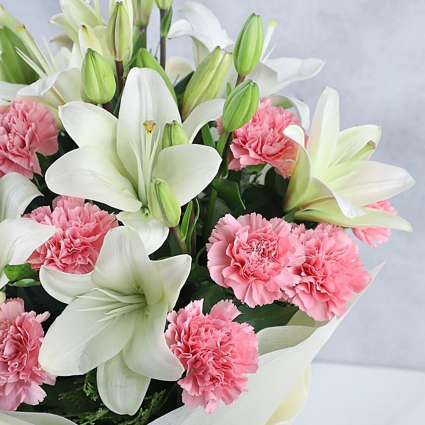 Asiatic Lilies Carnations Mixed Bouquet